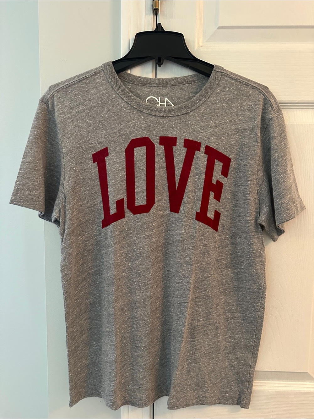 ‘LOVE' ❤️ Graphic Tee Super Soft Gray with Red Lettering by Chaser - Medium